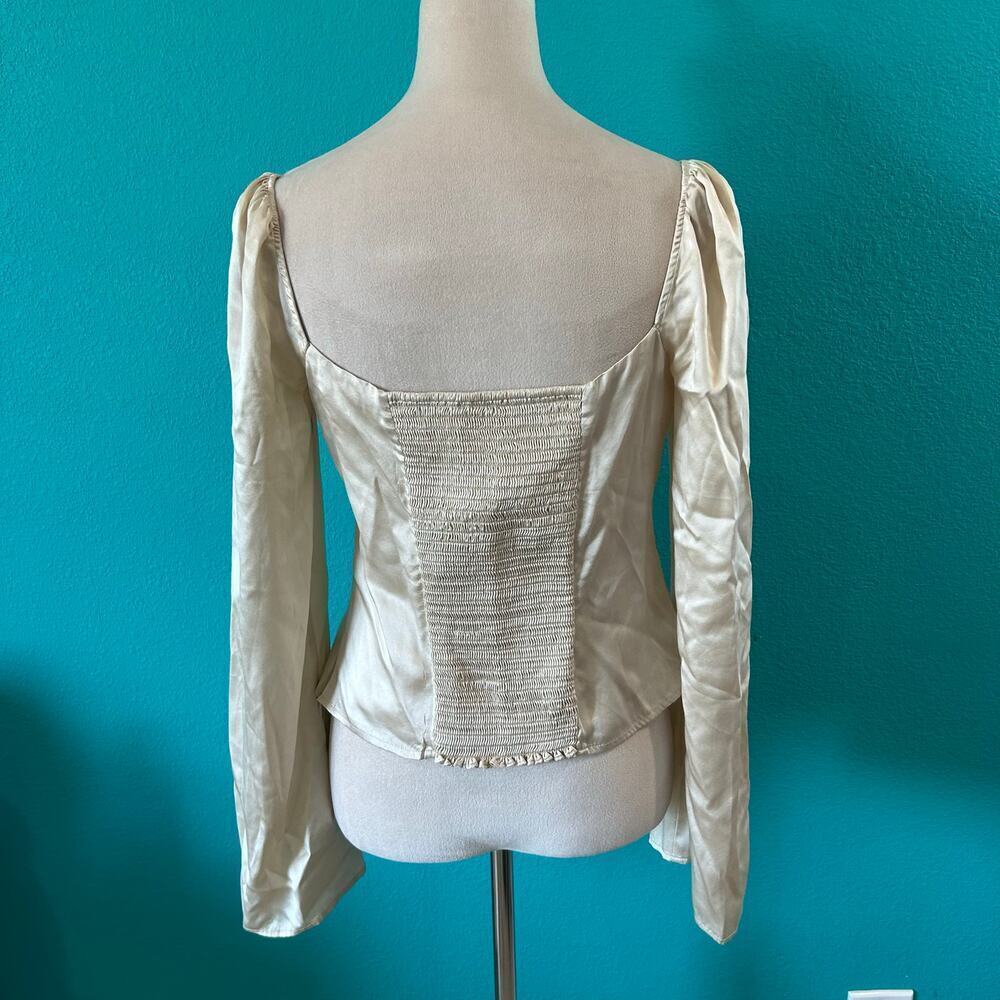 Reformation Silk Rita Top Cream & Black Lace Luxury Chic Soft Womens Size 10 - Picture 6 of 8